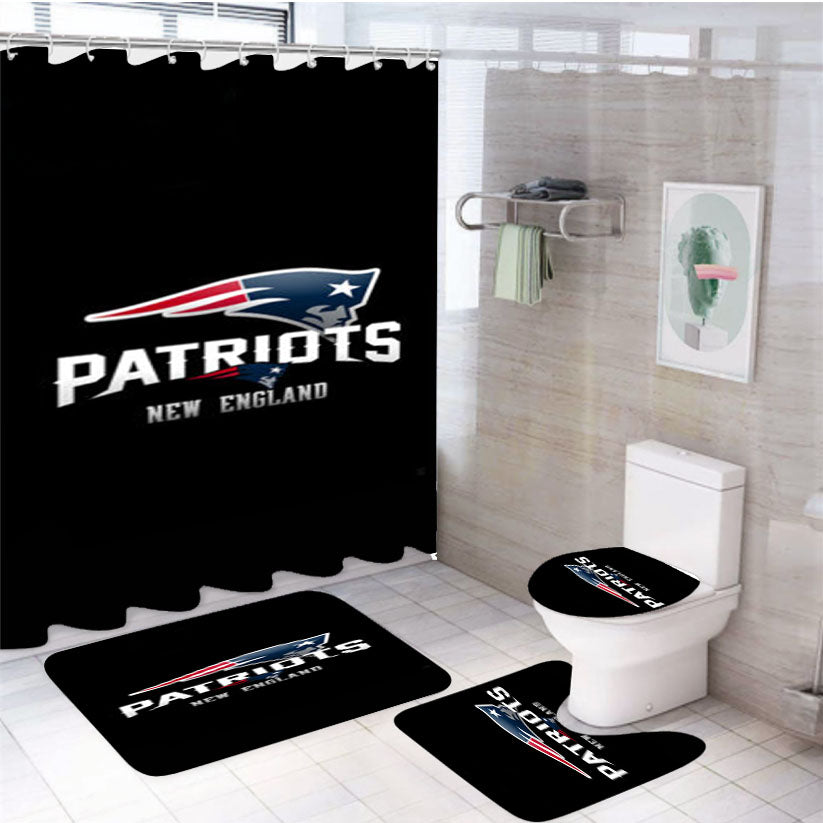 Nfl New England Patriots 4Pcs Bathroom Set Shower Curtain