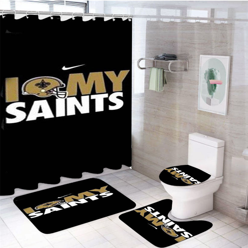 Nfl New Orleans Saints 4Pcs Bathroom Set Shower Curtain
