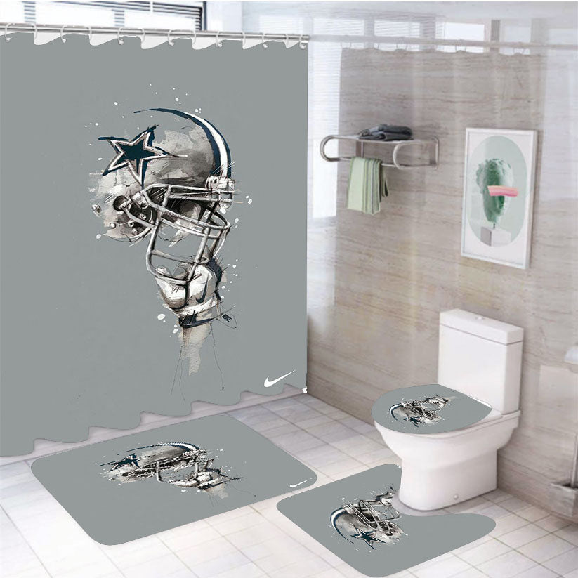 Nfl Nike Football 4Pcs Bathroom Set Shower Curtain