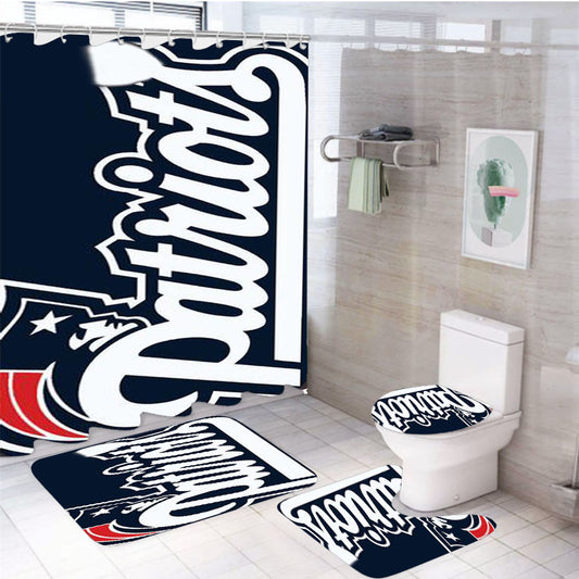 Nfl Patriots Logo 4Pcs Bathroom Set Shower Curtain