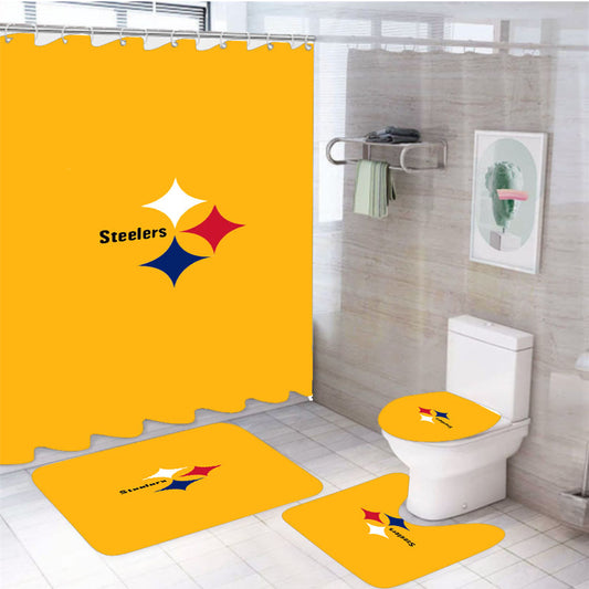 Nfl Pittsburgh Steelers Icon Logo Yellow Wallpapers 4Pcs Bathroom Set Shower Curtain