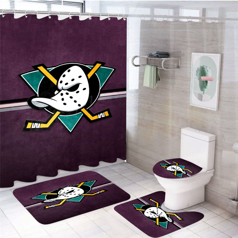 Nhl Anaheim Mighty Ducks Sport Logo 4Pcs Bathroom Set Shower Curtain