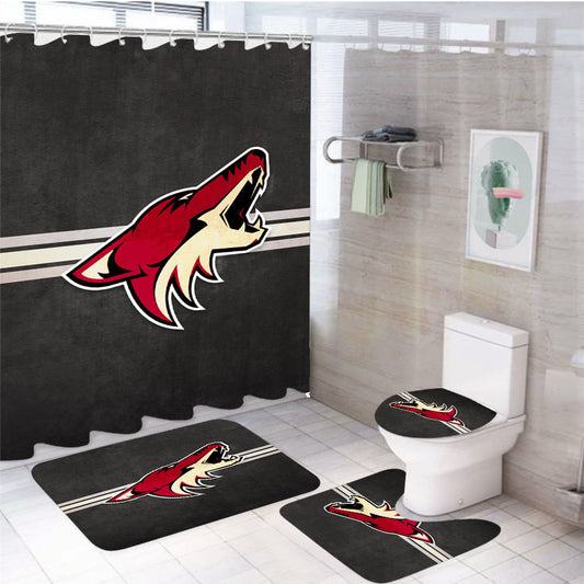 Nhl Arizona Coyotes Sport Logo 4Pcs Bathroom Set Shower Curtain