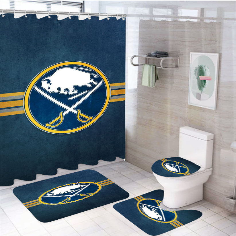 Nhl Buffalo Sabres Sport Logo 4Pcs Bathroom Set Shower Curtain