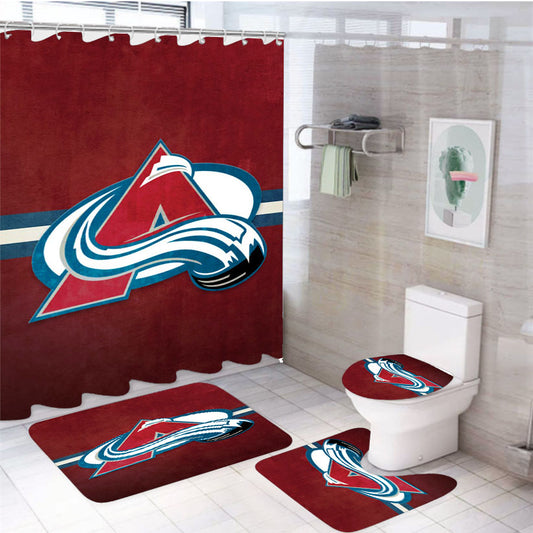 Nhl Colorado Avalanche Sport Logo 4Pcs Bathroom Set Shower Curtain