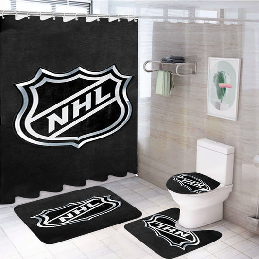 Nhl Logo 4Pcs Bathroom Set Shower Curtain