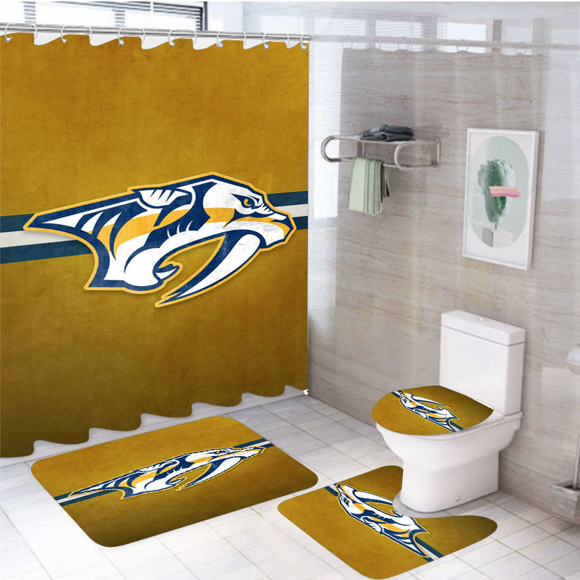Nhl Nashville Predators Sport Logo 4Pcs Bathroom Set Shower Curtain