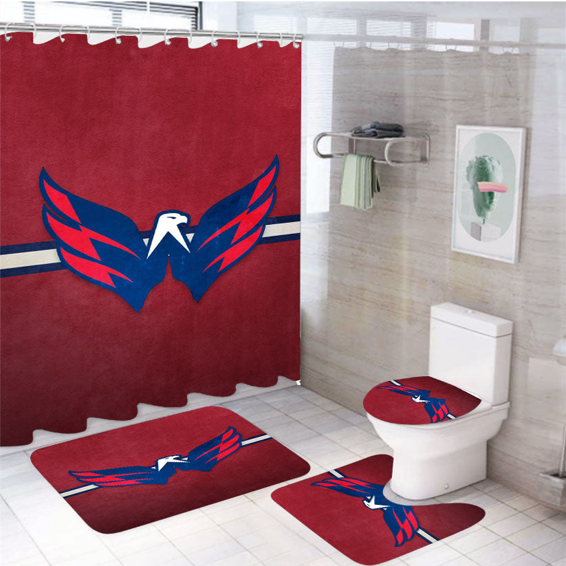 Nhl New Washington Capitals Logo 4Pcs Bathroom Set Shower Curtain
