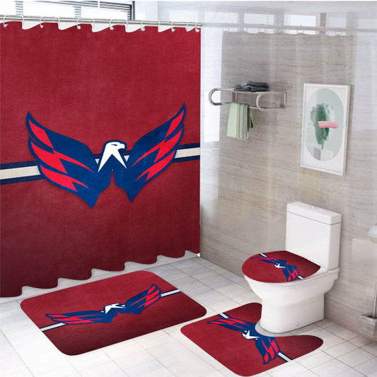 Nhl New Washington Capitals Logo 4Pcs Bathroom Set Shower Curtain