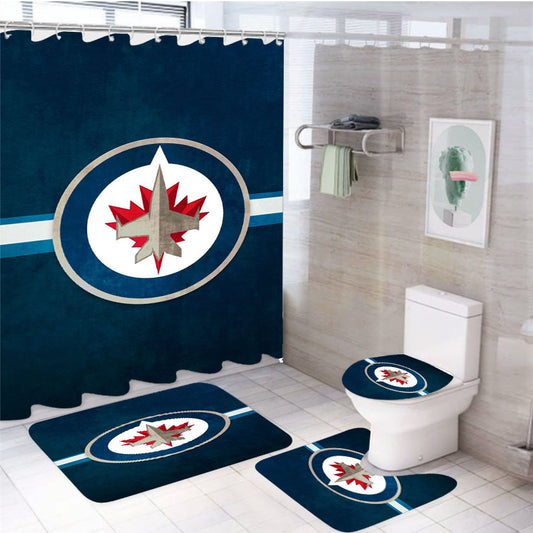 Nhl New Winnipeg Jets Sport Logo 4Pcs Bathroom Set Shower Curtain