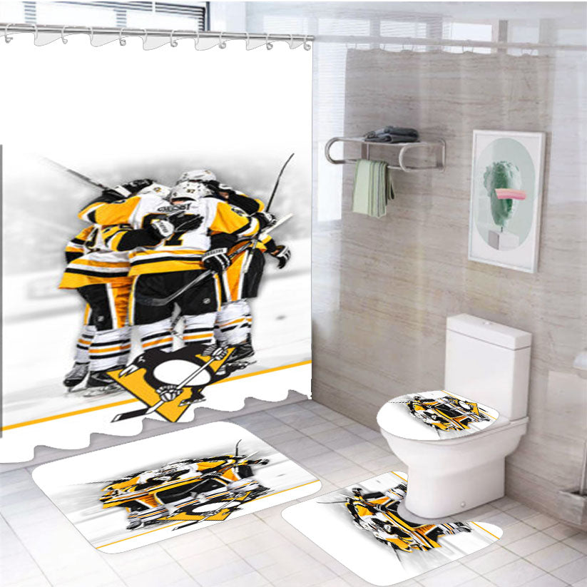 Nhl Pittsburgh Penguins 4Pcs Bathroom Set Shower Curtain