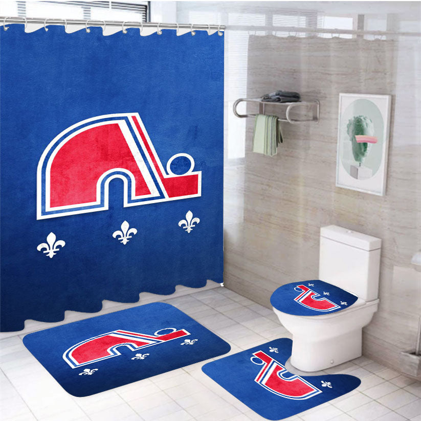 Nhl Quebec Nordiques Sport Logo 4Pcs Bathroom Set Shower Curtain