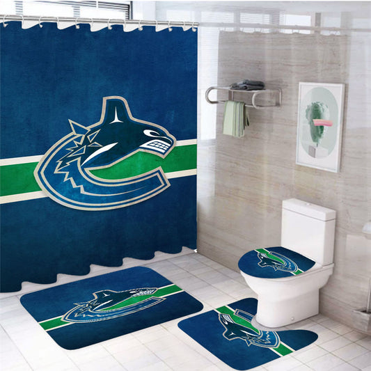 Nhl Vancouver Canucks Sport Logo 4Pcs Bathroom Set Shower Curtain