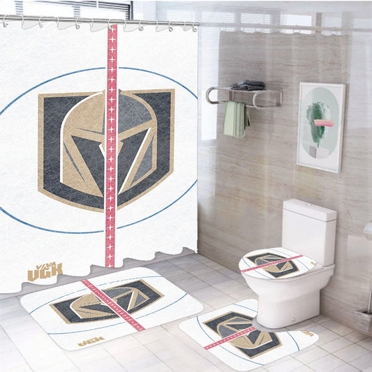 Nhl Vegas Golden Knights 4Pcs Bathroom Set Shower Curtain