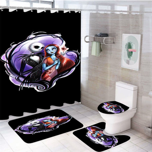 Nightmare Before Christmas Clothes 4Pcs Bathroom Set Shower Curtain