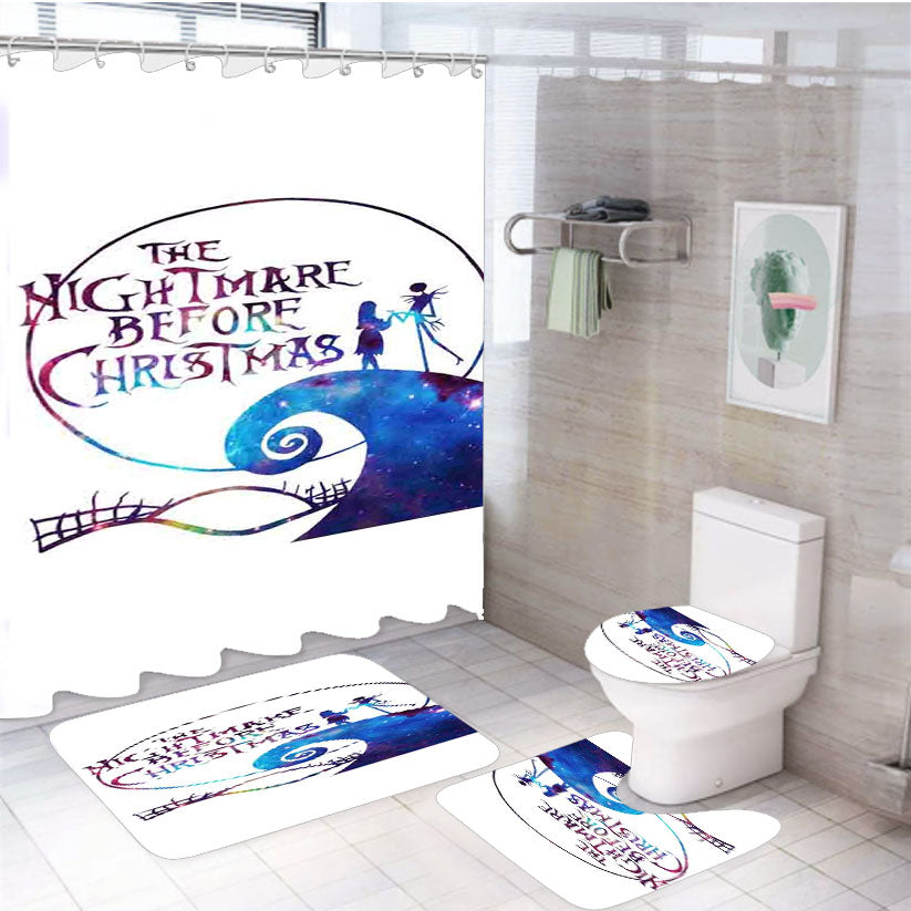 Nightmare Before Christmas Jack And Sally Galaxy 4Pcs Bathroom Set Shower Curtain