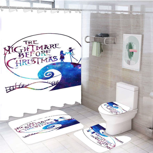 Nightmare Before Christmas Jack And Sally Galaxy 4Pcs Bathroom Set Shower Curtain
