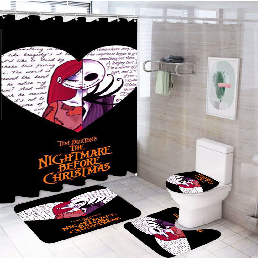 Nightmare Before Christmas Jack Sally Split 4Pcs Bathroom Set Shower Curtain