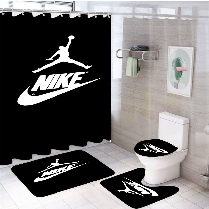 Nike Air Jordan 4Pcs Bathroom Set Shower Curtain