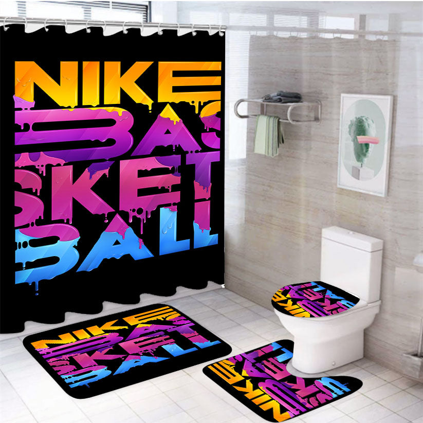 Nike Basket Ball Art Design 4Pcs Bathroom Set Shower Curtain