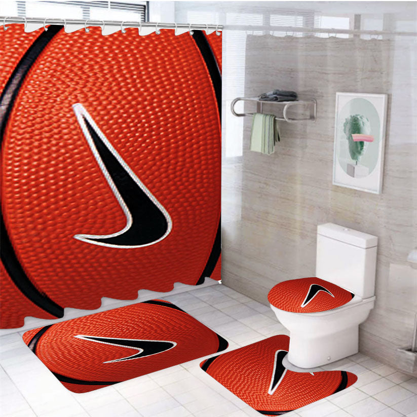 Nike Basketball Logo 4Pcs Bathroom Set Shower Curtain