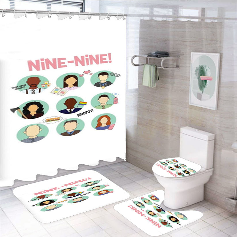Nine Nine Characters - B99 4Pcs Bathroom Set Shower Curtain