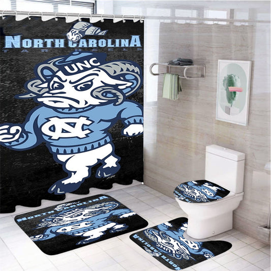 North Carolina Tar Heels New 4Pcs Bathroom Set Shower Curtain