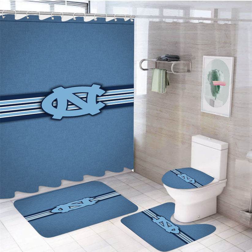 North Carolina Tar Heels Vintage Stripe 4Pcs Bathroom Set Shower Curtain