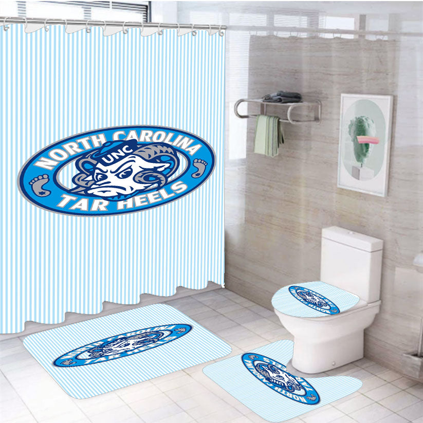 North Carolina Unc Tar Heels 4Pcs Bathroom Set Shower Curtain