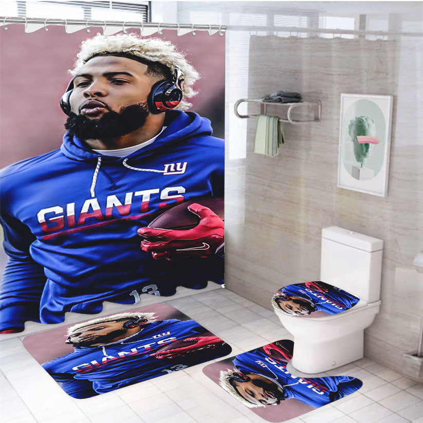 Ny Giants Odell Beckham Jr 4Pcs Bathroom Set Shower Curtain
