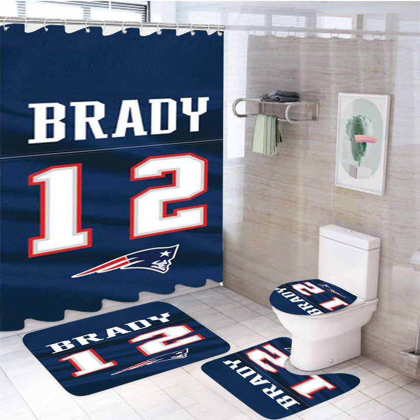 Ny Patriots Tom Brady Jersey 4Pcs Bathroom Set Shower Curtain