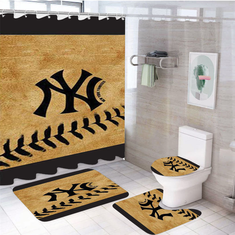 Ny Yankees Rough Vintage 4Pcs Bathroom Set Shower Curtain