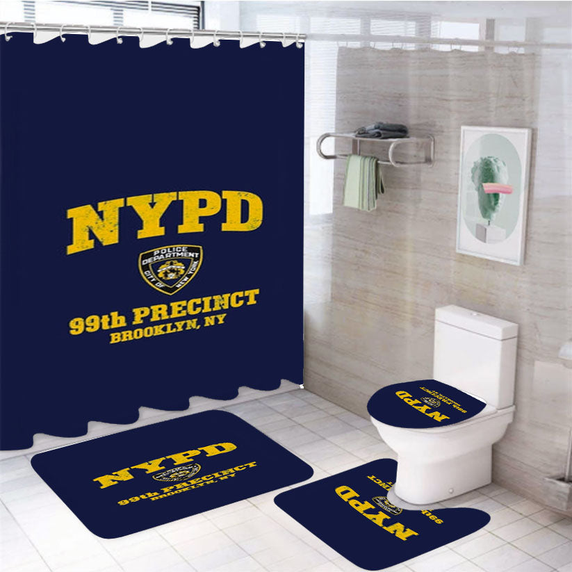 Nypd - B99 4Pcs Bathroom Set Shower Curtain