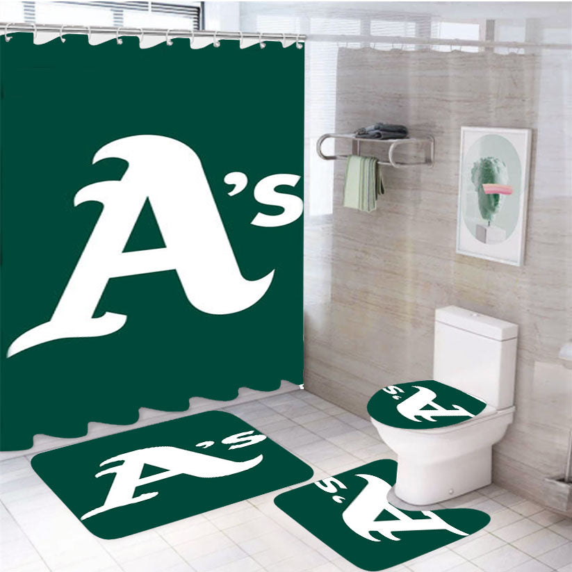 Oakland Athletics Art 4Pcs Bathroom Set Shower Curtain