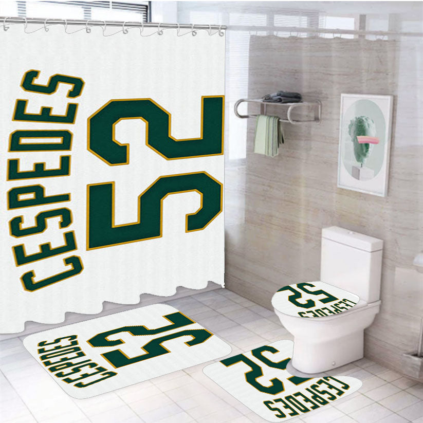 Oakland Athletics Cespedes 4Pcs Bathroom Set Shower Curtain