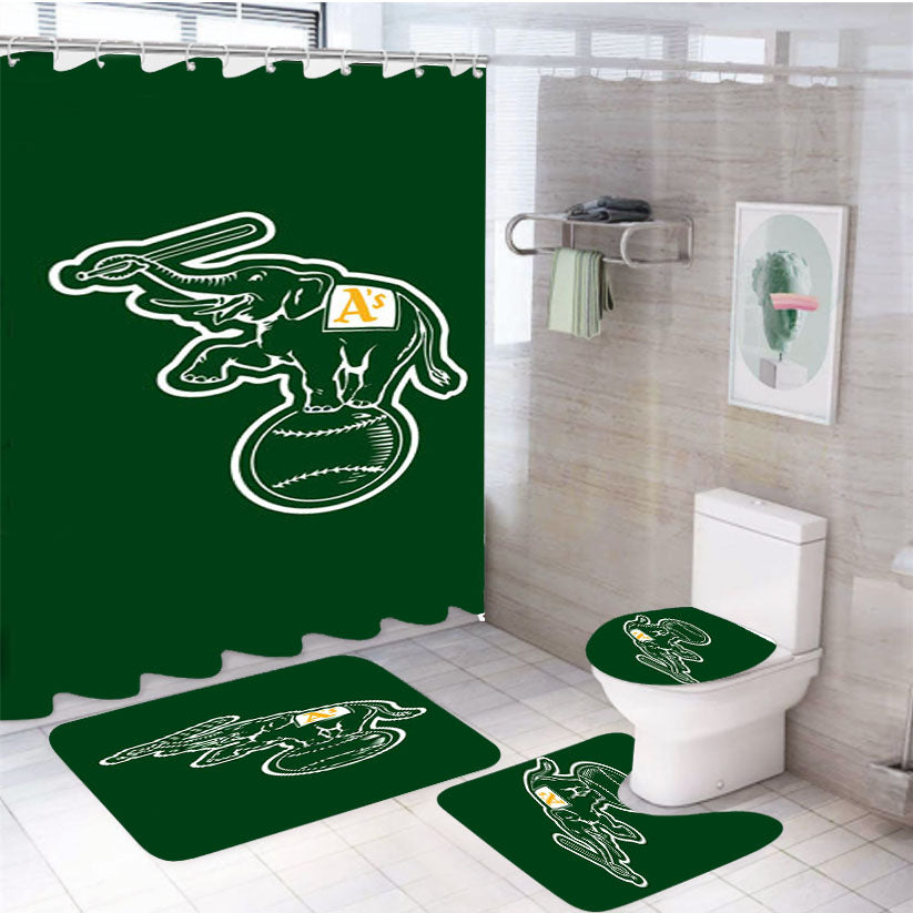 Oakland Athletics Icon 4Pcs Bathroom Set Shower Curtain