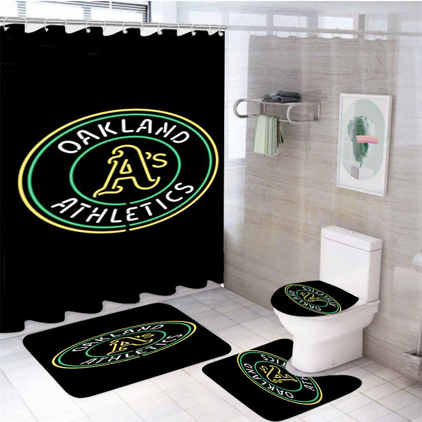 Oakland Athletics Symbol 4Pcs Bathroom Set Shower Curtain