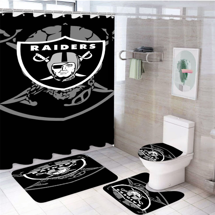 Oakland Raiders 4Pcs Bathroom Set Shower Curtain