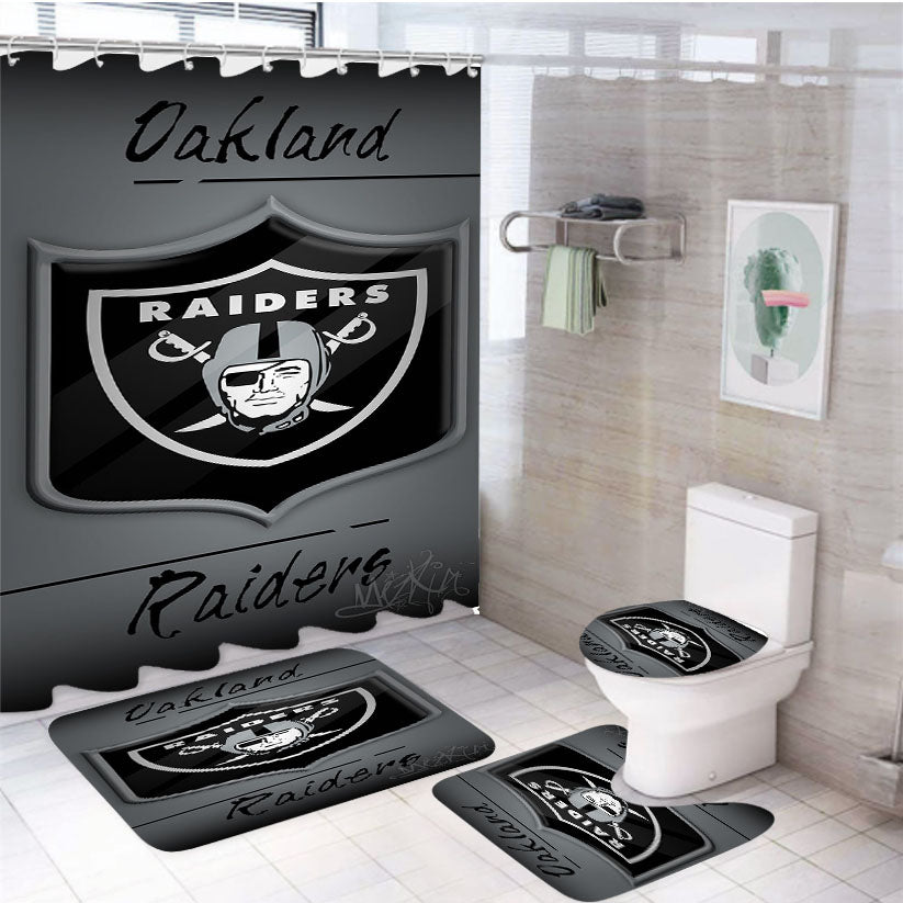 Oakland Raiders, Afc, Black, Derek Carr 4Pcs Bathroom Set Shower Curtain