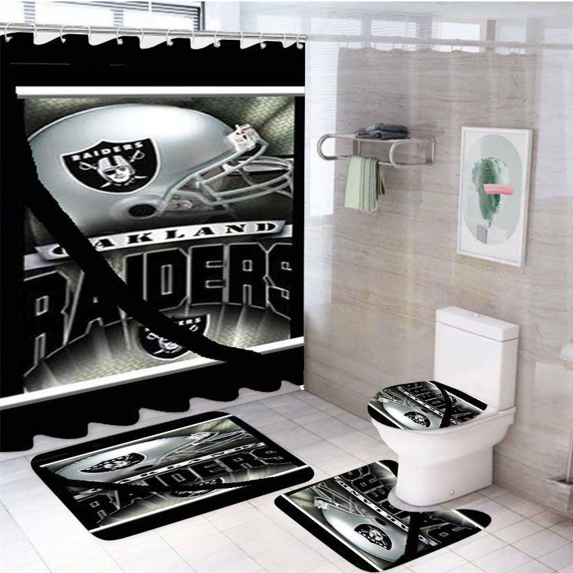 Oakland Raiders Banner 4Pcs Bathroom Set Shower Curtain