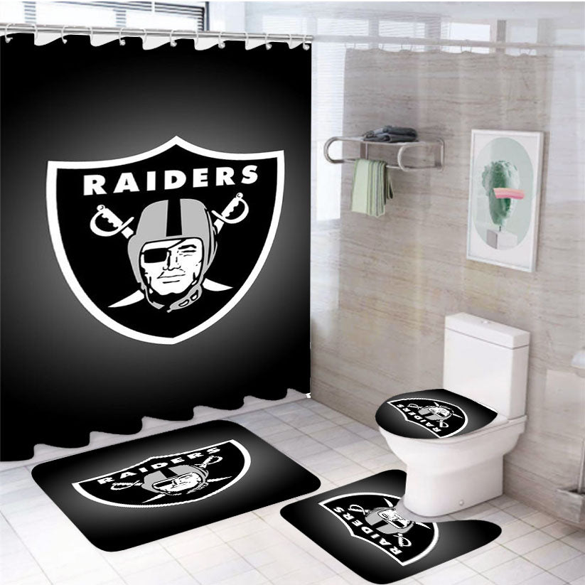 Oakland Raiders Emblem 4Pcs Bathroom Set Shower Curtain