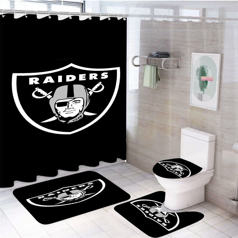 Oakland Raiders Logo 4Pcs Bathroom Set Shower Curtain