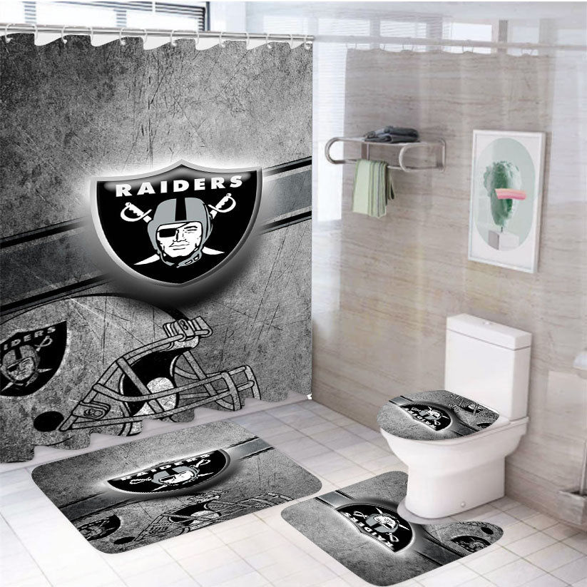 Oakland Raiders Logo 2 4Pcs Bathroom Set Shower Curtain