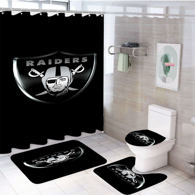 Oakland Raiders Logo Wallpapers 4Pcs Bathroom Set Shower Curtain