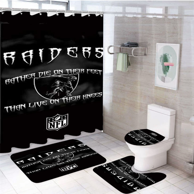 Oakland Raiders Rather Die 4Pcs Bathroom Set Shower Curtain