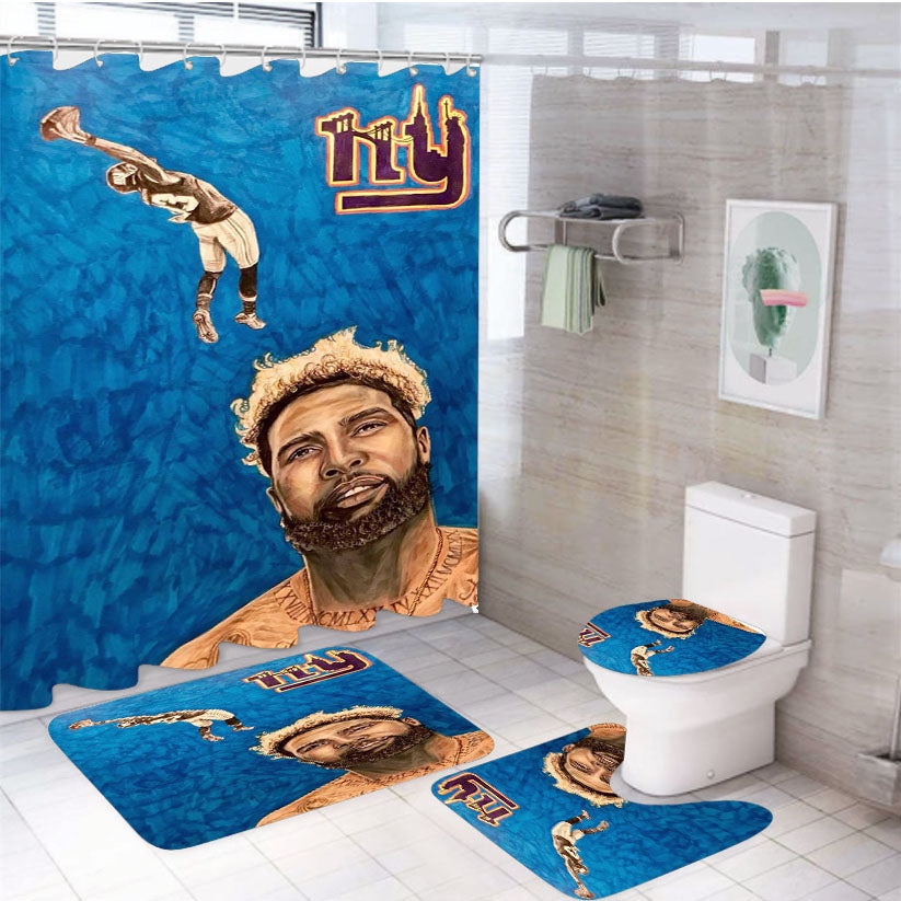 Odell Beckham Jr Ny Giants Art 4Pcs Bathroom Set Shower Curtain