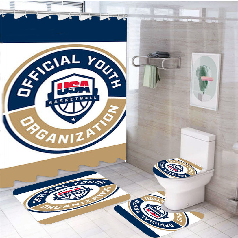 Official Youth Organization Usa Basketball 4Pcs Bathroom Set Shower Curtain