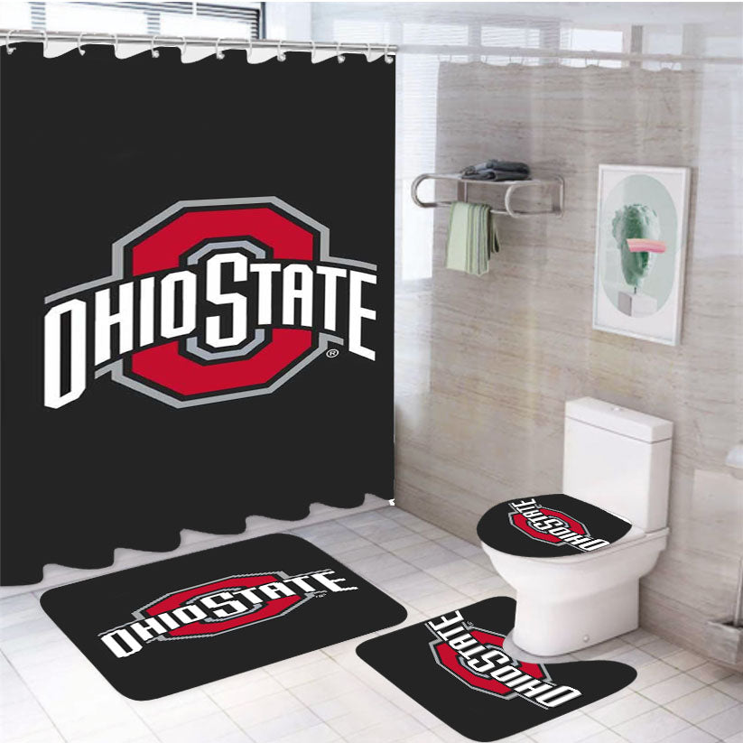 Ohio State Buckeyes American Footbal 1 Aa 4Pcs Bathroom Set Shower Curtain