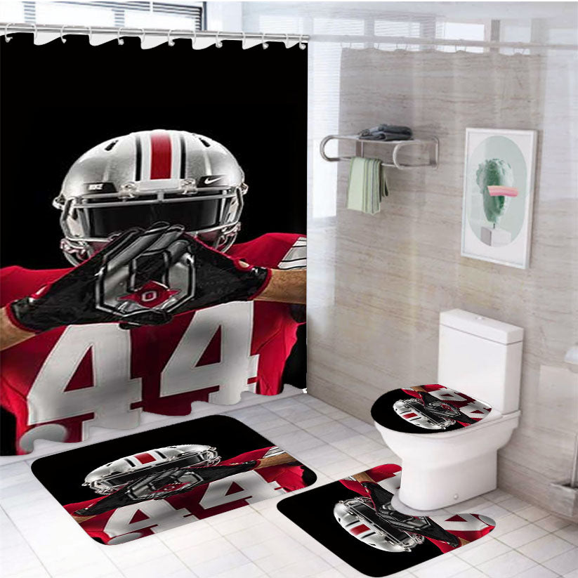 Ohio State Buckeyes College Football 4Pcs Bathroom Set Shower Curtain