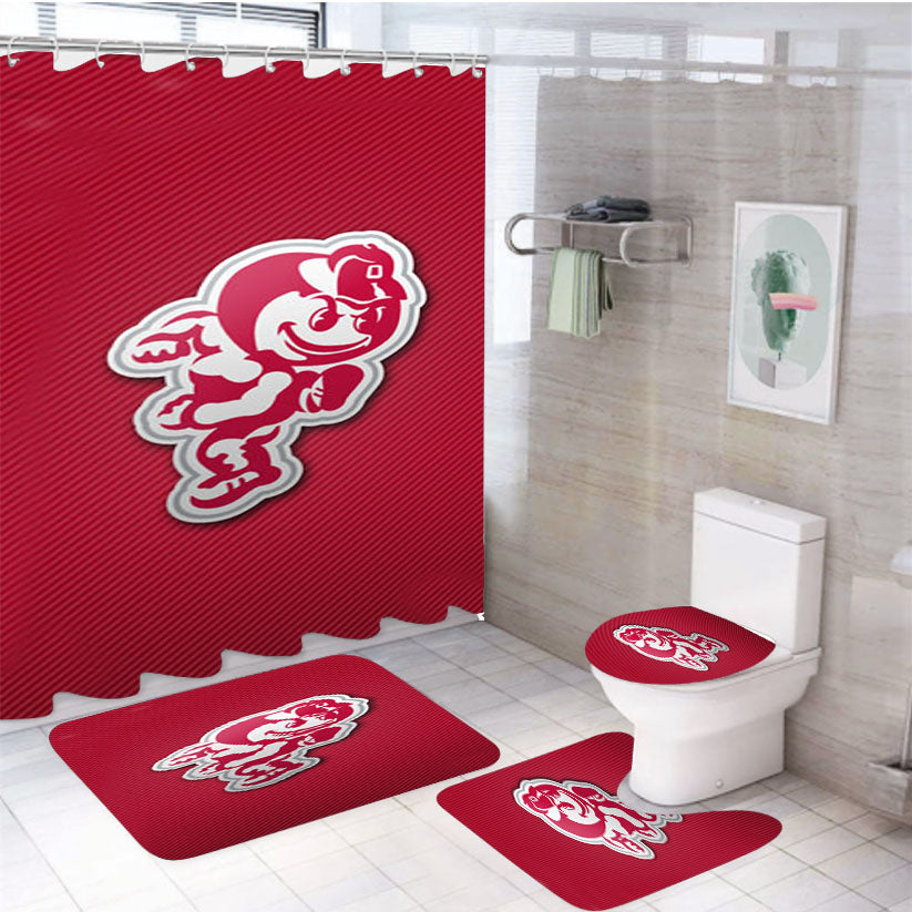 Ohio State Buckeyes Icon 4Pcs Bathroom Set Shower Curtain